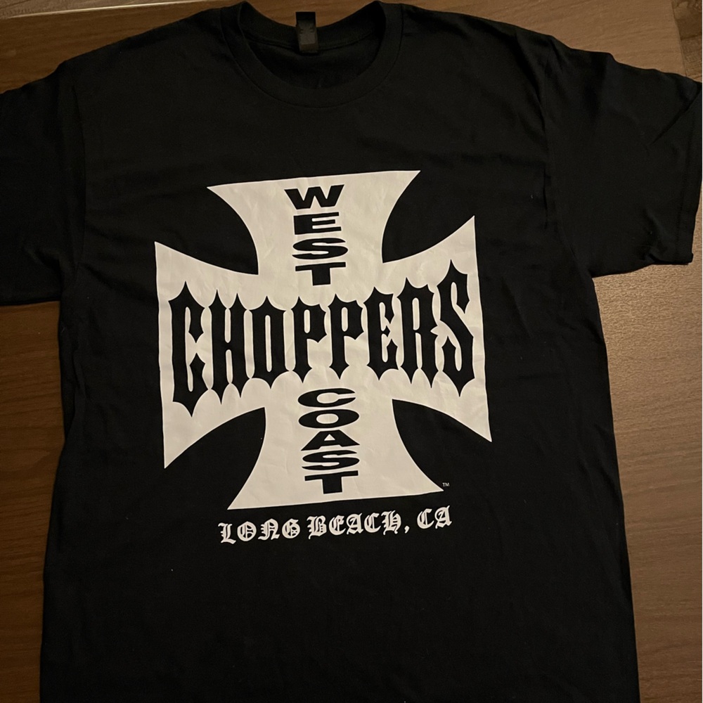 Gildan Black Short Sleeve Tee with White West Coast Choppers Graphic